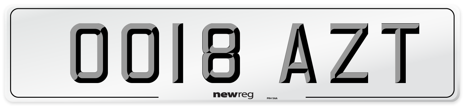 OO18 AZT Number Plate from New Reg
